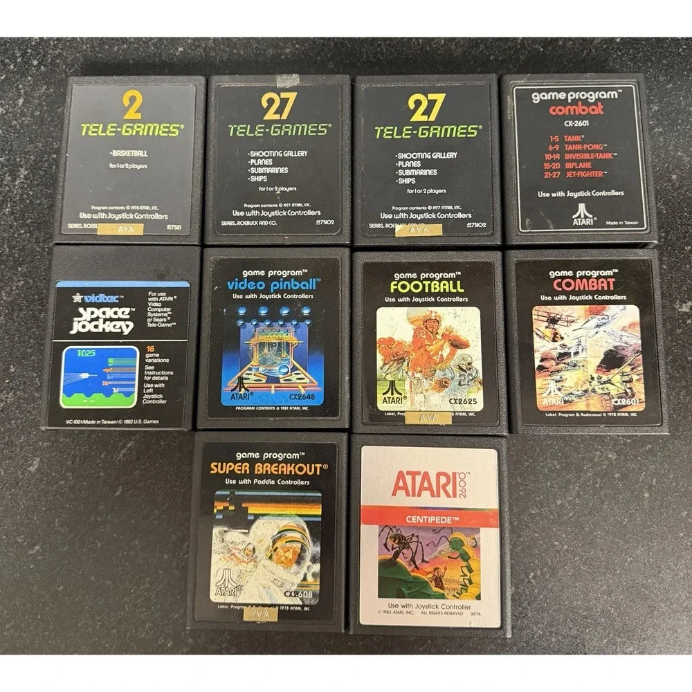 Lot 10 Atari 2600 & Sears Tele-Games Game Cartridges Untested Combat Centipede